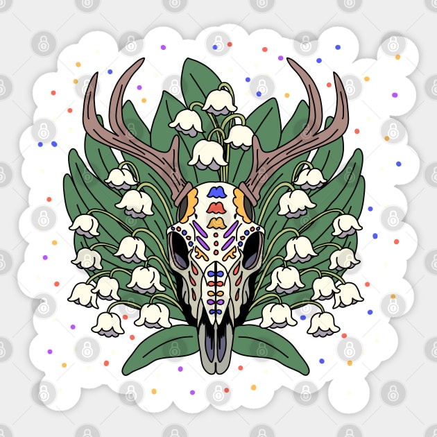 May's Lily of the Valley & Deer Skull Sticker by H. R. Sinclair